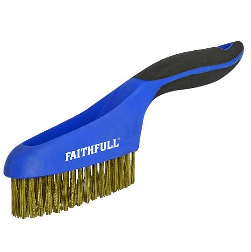Scratch Brush Soft Grip Blue 4 x 16 Row Brass