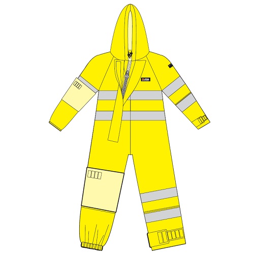 Chemsol Boilersuit with Hood Yellow - With Glovezon and Heat Applied Reflective Tape Medium