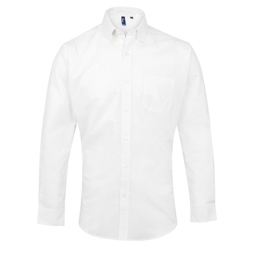 Mens Signature Oxford Long Sleeve Shirt White 15"