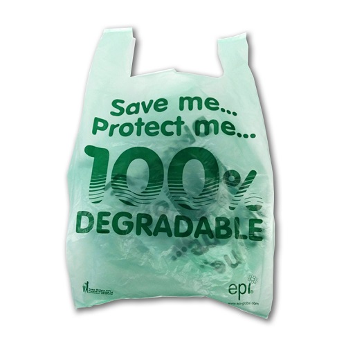Vest Carrier Bags Green Tint Degradable 11 x 17 x 21" 2000's