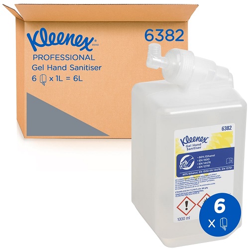 Kleenex® Alcohol Hand Sanitiser Gel 6 x 1 litres