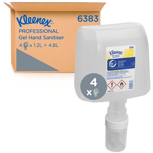 Kleenex® Alcohol Hand Sanitiser Gel 4 x 1.2 litres (Touchless System)