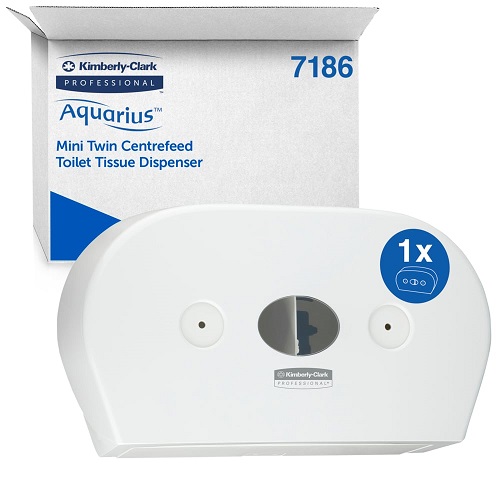 KC Aquarius™ Mini Twin Roll Centrefeed Toilet Roll Dispenser White