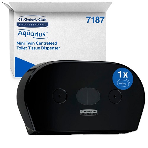 KC Aquarius™ Mini Twin Roll Centrefeed Toilet Roll Dispenser Black