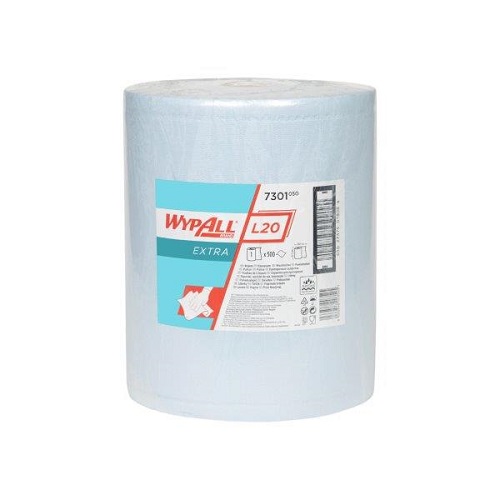 Wypall L20 Extra Blue Cloths Single Roll 500 Sheets 33 x 38cm
