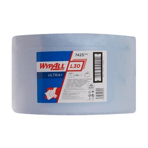 Wypall L30 Ultra Blue Cloths Single Roll 750 Sheets 23.5 x 38cm