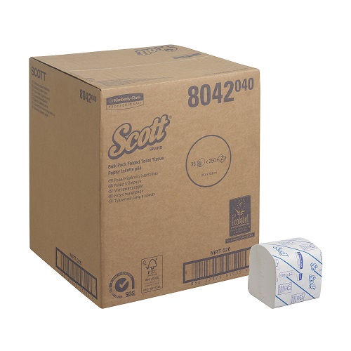 SCOTT® CONTROL(TM) Toilet Tissue Folded White 2 Ply 36 Sleeves x 250 Sheets (To replace KC8577)