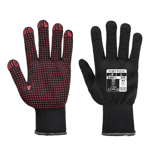 Portwest A110 Polka Dot Gloves Black / Red Small