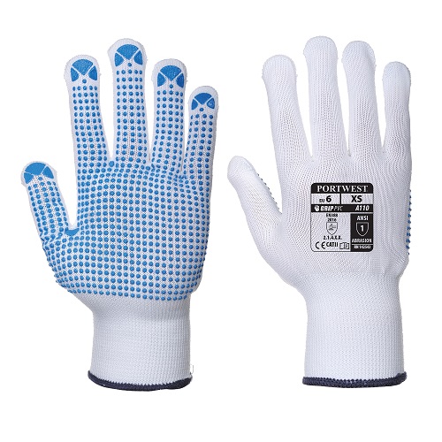 Portwest A110 Polka Dot Gloves White / Blue X Small