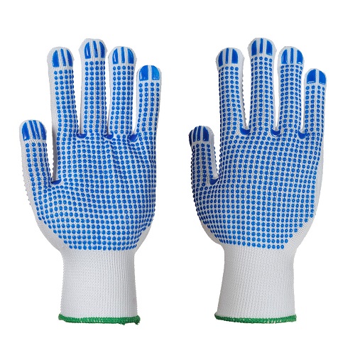 Portwest A113 Polka Dot Plus GlovesWhite / Blue M