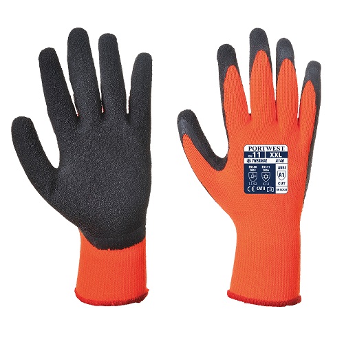 Portwest A140 Thermal Grip Glove Orange / Black Medium