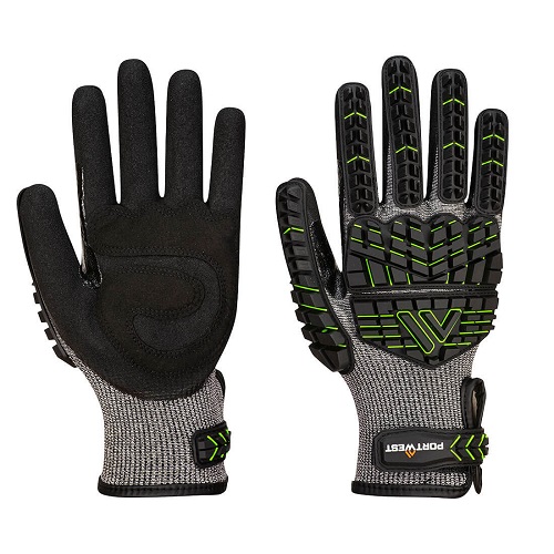 Portwest A755 VHR15 Nitrile Foam Impact Glove Black / Green Small