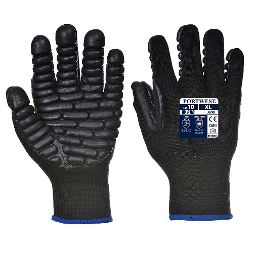 Portwest A790 Anti Vibration Gloves Black Medium