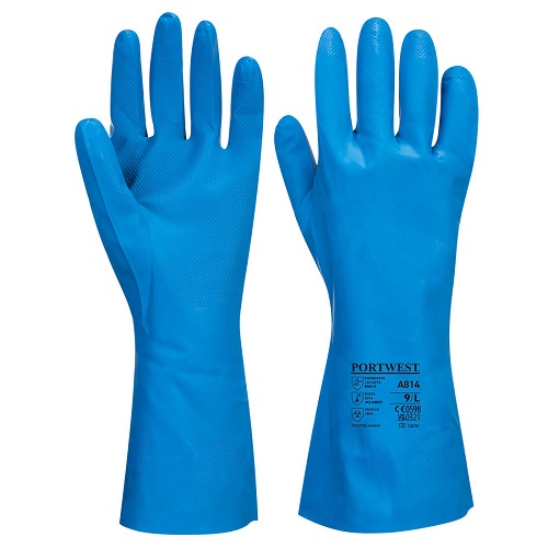 Portwest A814 Food Approved Nitrile Gauntlet Glove Blue Large