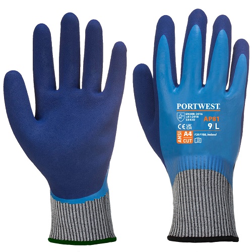 Portwest AP81 Liquid Pro HR Cut Glove Blue Medium