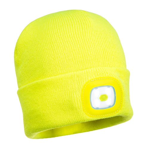 Portwest B029 Beanie LED HeadLight USB Rechargeable Yellow