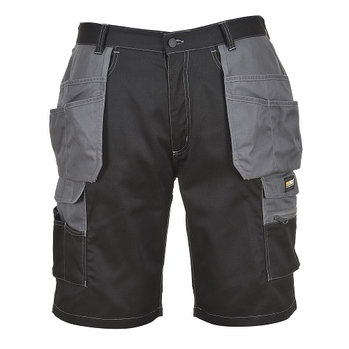 Portwest KS18  Granite Holster Shorts Black / Zoom Grey Small