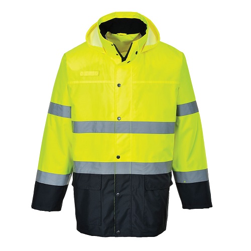 Portwest S166 Hi-Vis Contrast Rain Lite Traffic Jacket Yellow / Navy Large
