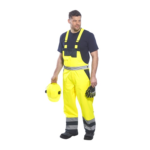 Portwest S489 Contrast Bib and Brace Lined Yellow Small
