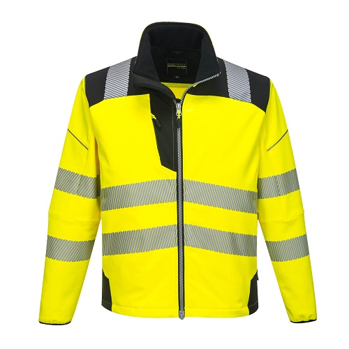Portwest T402 PW3 Hi Vis Softshell Jacket Yellow / Black Small