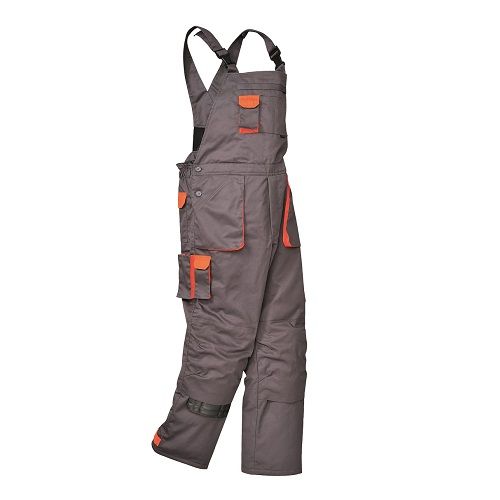 Portwest TX17 Texo Contrast Bib and Brace Lined Charcoal / Orange Small