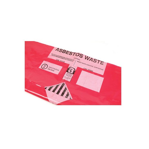 Red Printed Bags for Asbestos Waste 900 x 1200mm Heavy Duty 100's