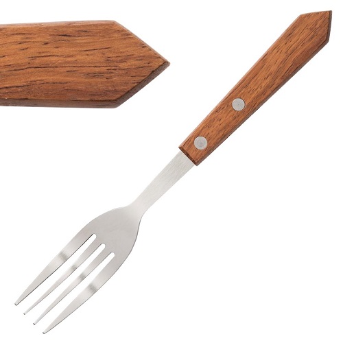 Olympia Steak Fork Wooden Handle - Pack of 12