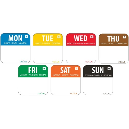 Vogue Removable Day of the Week Labels - 7 Rolls