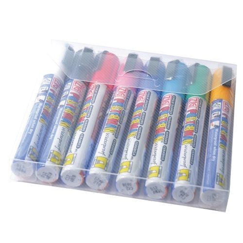 Set of 8 Securit Posterman 6mm All Weather Marker Assorted Colours