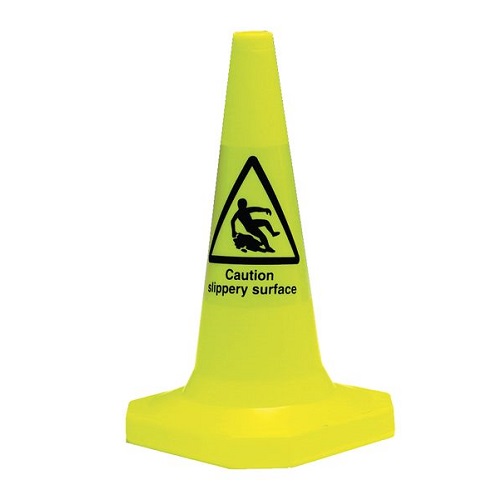 Pedestrian Warning Cone Yellow Slippery Surface