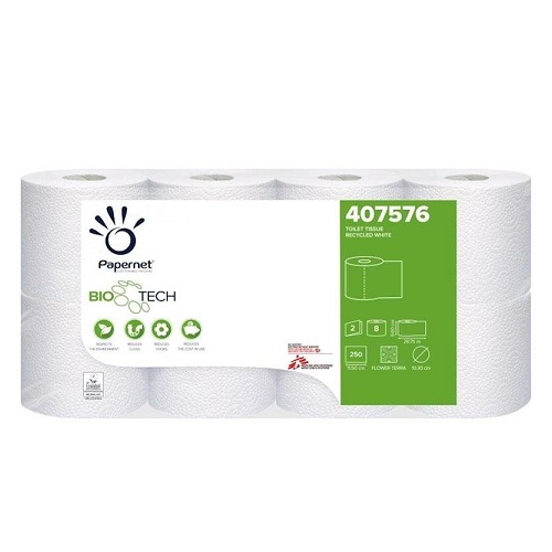 Bio Tech Superior 2 Ply Recycled Toilet Rolls White 8's