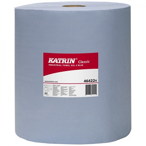 Katrin Classic Industrial Wiper XXL Embossed 500 Sheets Blue 3 ply 2 rolls per case