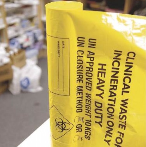 Yellow Clinical Waste Sacks on a Roll 5 x 17 x 26" 500's