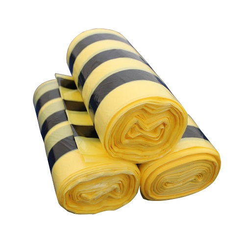 Non Clinical Yellow Tiger Striped Sacks 8.55" x 17" x 26" 20 litre 1000's