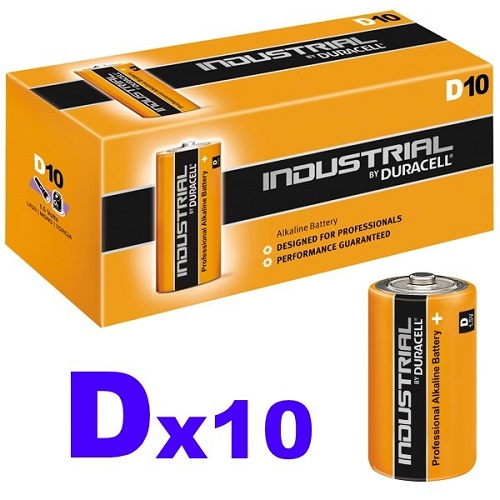 D Alkaline Industrial Batteries 1.5 v Pack of 10
