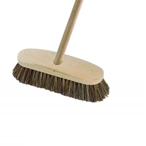 9.25" Deck Scrub Brush Polypropylene Fill Complete with Wooden Handle