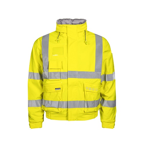 Flame Retardant Hi-Vis Winter Rain Bomber Jacket Yellow Large