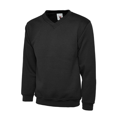 UC204 Premium V Neck Sweatshirt 300 gsm Black Small