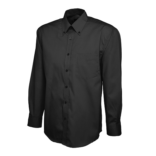 UC701 Mens Pinpoint Oxford Full Sleeve Shirt Black Large 16.5" Collar (42-44")
