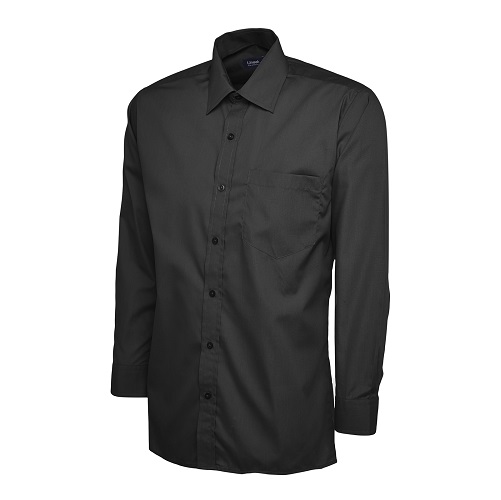 UC709 Mens Poplin Full Sleeve Shirt Black Large 16" Collar (42-44")